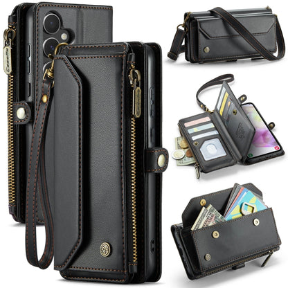 For Samsung Galaxy A35 5G CaseMe C36 Card Slots Zipper Wallet RFID Anti-theft Leather Phone Case(Black) by CaseMe