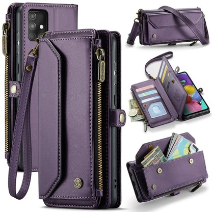 For Samsung Galaxy A51 4G CaseMe C36 Card Slots Zipper Wallet RFID Anti-theft Leather Phone Case(Purple) by CaseMe
