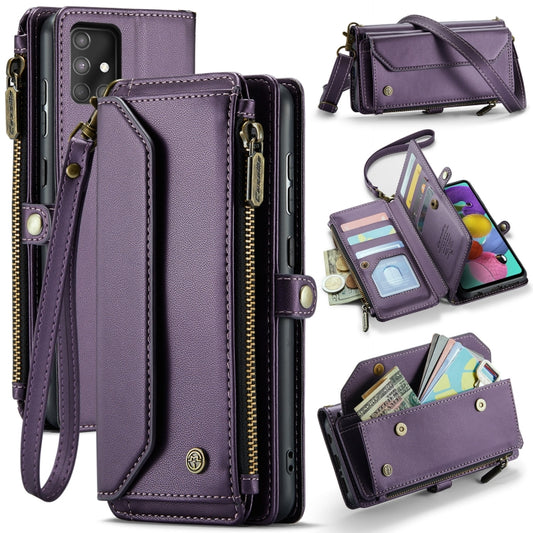 For Samsung Galaxy A51 4G CaseMe C36 Card Slots Zipper Wallet RFID Anti-theft Leather Phone Case(Purple) by CaseMe