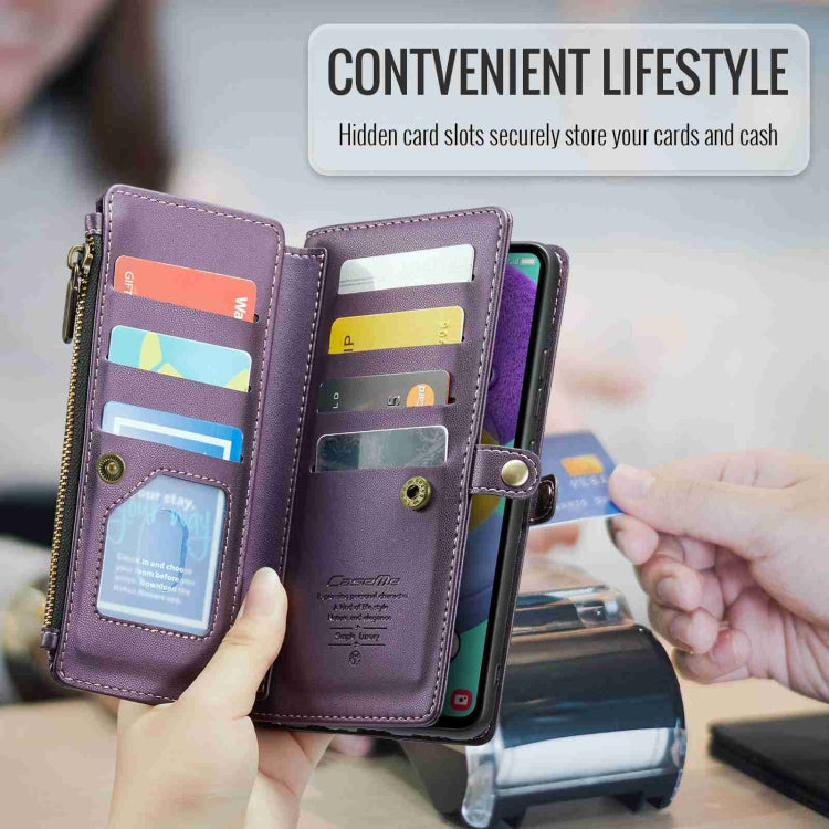 For Samsung Galaxy A51 4G CaseMe C36 Card Slots Zipper Wallet RFID Anti-theft Leather Phone Case(Purple) by CaseMe