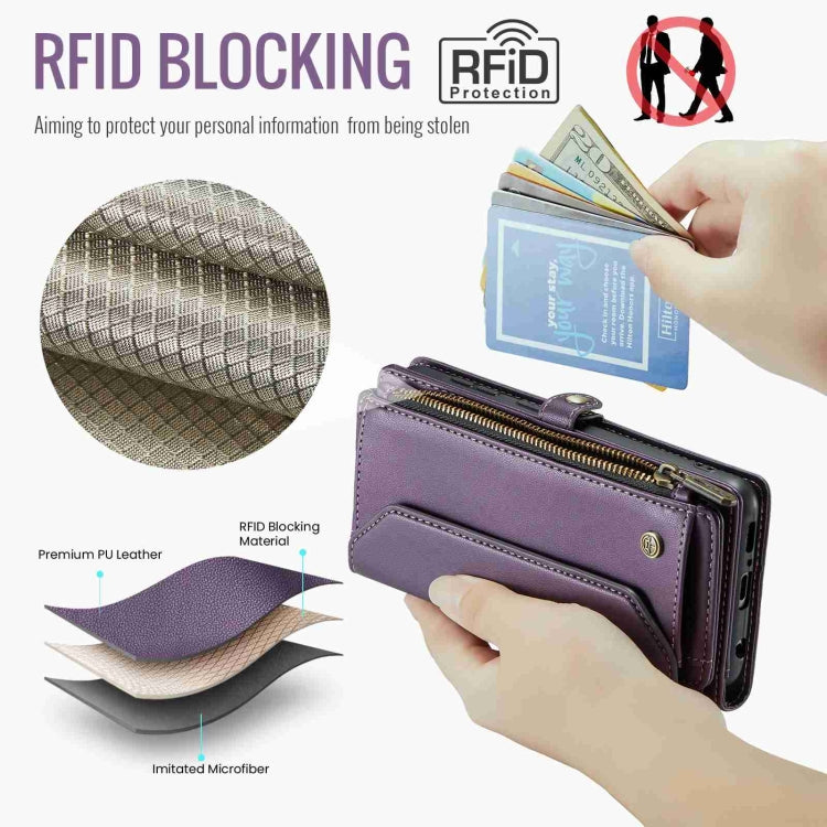 For Samsung Galaxy A51 4G CaseMe C36 Card Slots Zipper Wallet RFID Anti-theft Leather Phone Case(Purple) by CaseMe
