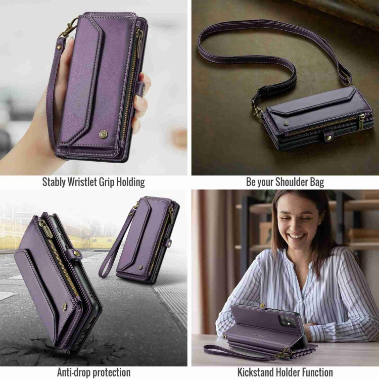 For Samsung Galaxy A51 4G CaseMe C36 Card Slots Zipper Wallet RFID Anti-theft Leather Phone Case(Purple) by CaseMe