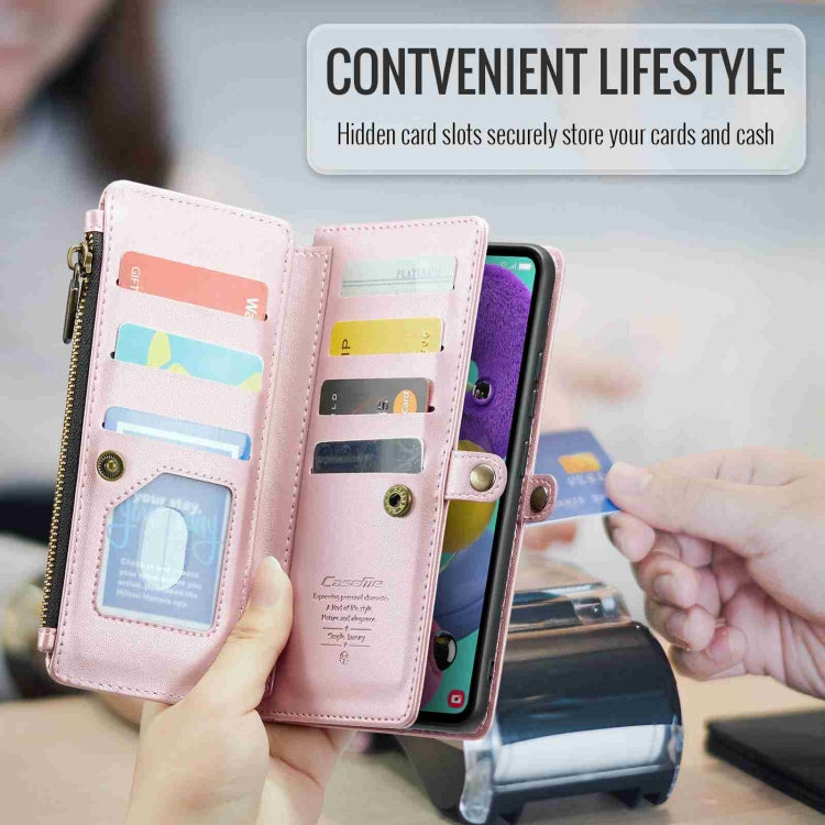 For Samsung Galaxy A51 4G CaseMe C36 Card Slots Zipper Wallet RFID Anti-theft Leather Phone Case(Pink) by CaseMe