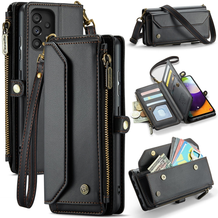 For Samsung Galaxy A52 / A52s 5G CaseMe C36 Card Slots Zipper Wallet RFID Anti-theft Leather Phone Case(Black) by CaseMe