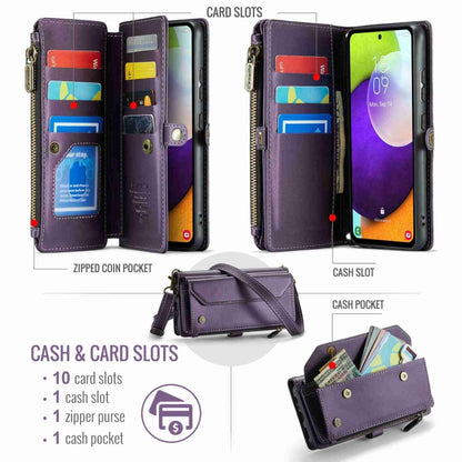 For Samsung Galaxy A52 / A52s 5G CaseMe C36 Card Slots Zipper Wallet RFID Anti-theft Leather Phone Case(Black) by CaseMe