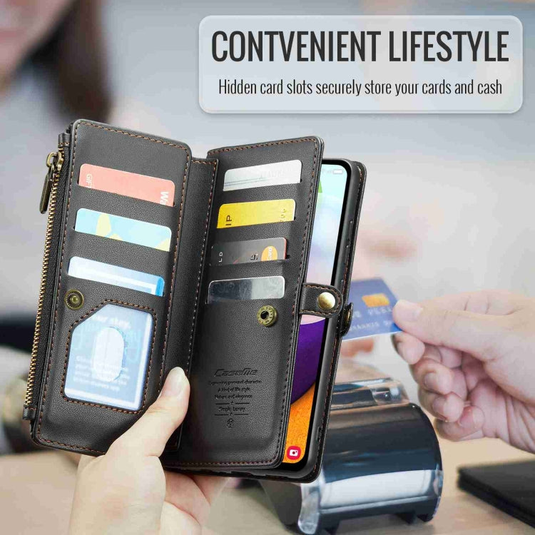 For Samsung Galaxy A52 / A52s 5G CaseMe C36 Card Slots Zipper Wallet RFID Anti-theft Leather Phone Case(Black) by CaseMe
