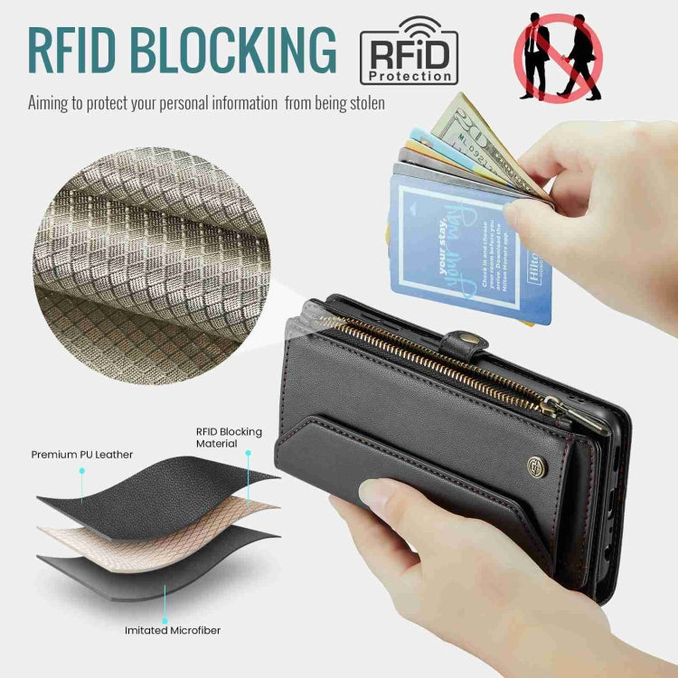 For Samsung Galaxy A52 / A52s 5G CaseMe C36 Card Slots Zipper Wallet RFID Anti-theft Leather Phone Case(Black) by CaseMe