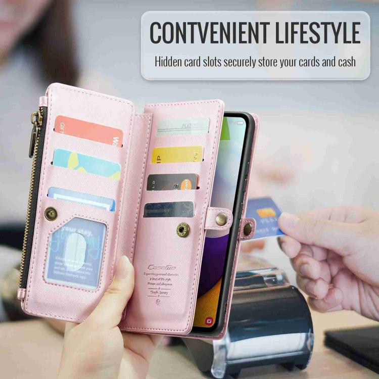 For Samsung Galaxy A52 / A52s 5G CaseMe C36 Card Slots Zipper Wallet RFID Anti-theft Leather Phone Case(Pink) by CaseMe