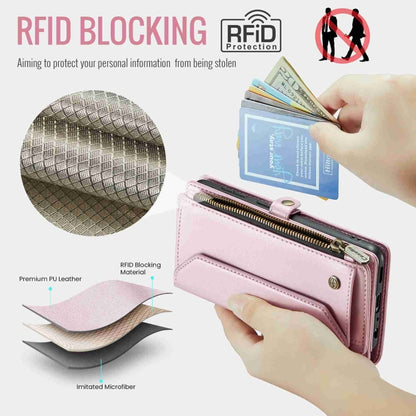 For Samsung Galaxy A52 / A52s 5G CaseMe C36 Card Slots Zipper Wallet RFID Anti-theft Leather Phone Case(Pink) by CaseMe