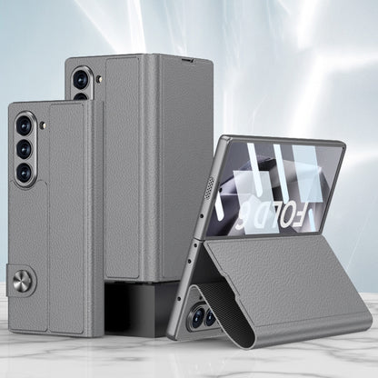 For Samsung Galaxy Z Fold6 GKK Integrated Flip Leather Phone Case(Grey) by GKK