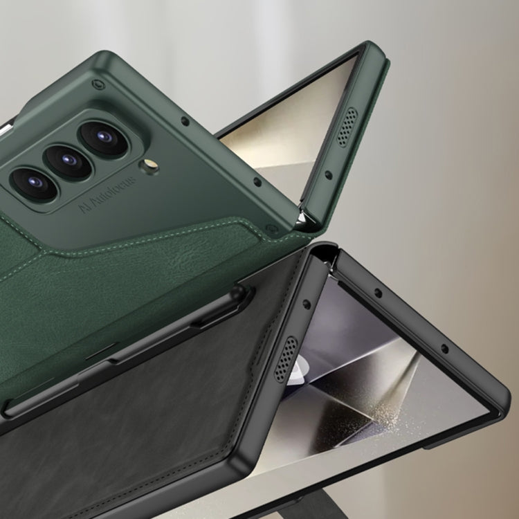 For Samsung Galaxy Z Fold6 GKK Integrated Armor Flip Leather Case with Pen Slot, Stylus Not Included(Green) by GKK