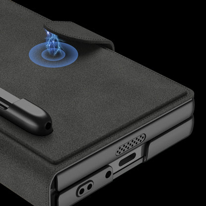 For Samsung Galaxy Z Fold6 GKK Integrated Armor Flip Leather Case with Pen Slot, Stylus Not Included(Black) by GKK