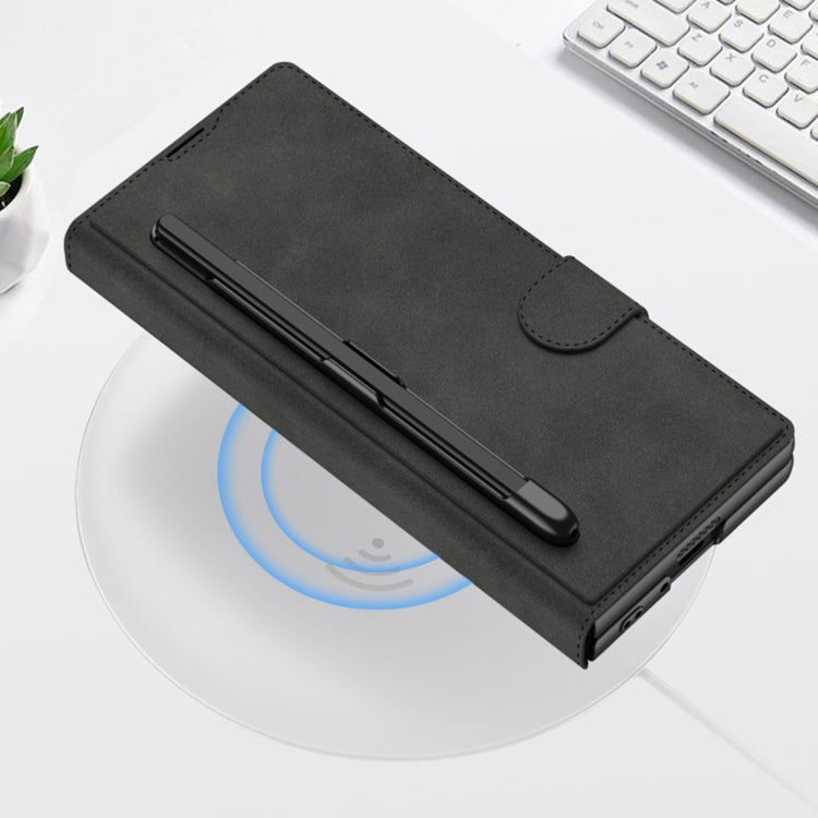 For Samsung Galaxy Z Fold6 GKK Integrated Armor Flip Leather Case with Pen Slot, Stylus Not Included(Black) by GKK