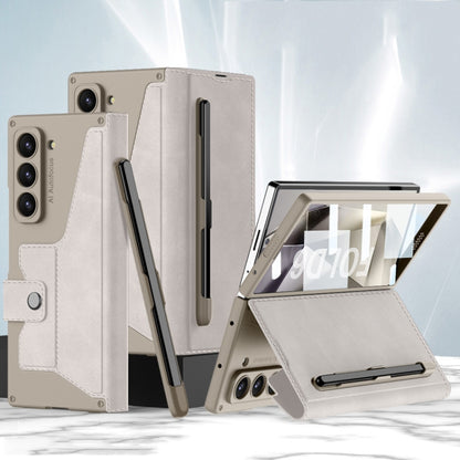 For Samsung Galaxy Z Fold6 GKK Integrated Armor Flip Leather Case with Pen Slot, Stylus Not Included(Titanium Grey) by GKK