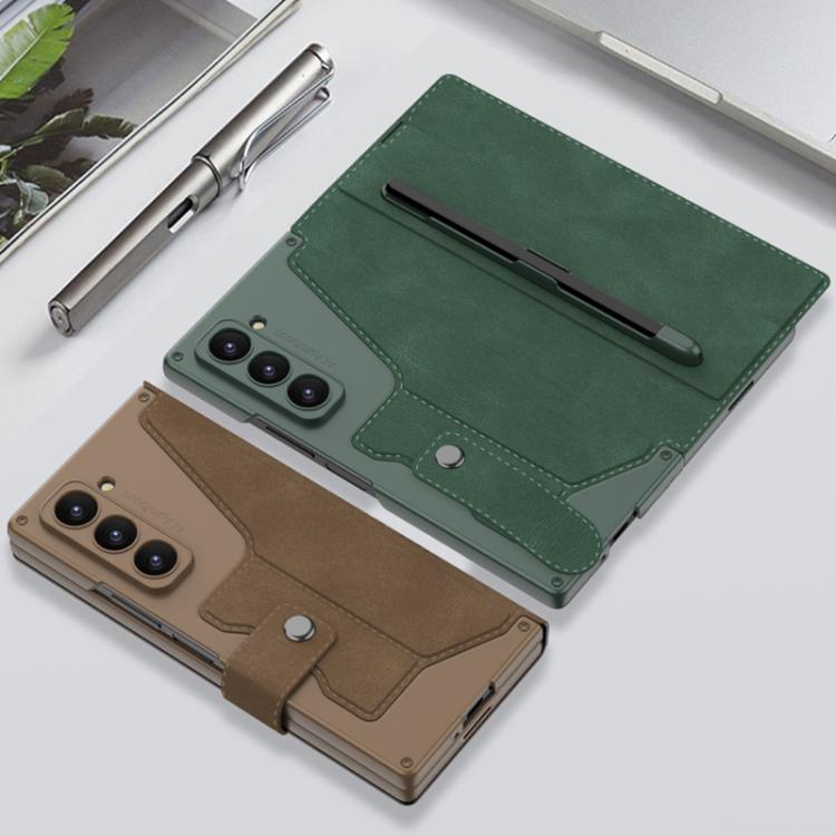 For Samsung Galaxy Z Fold7 5G GKK Integrated Armor Flip Leather Case with Pen Slot, Stylus Not Included(Brown) - Galaxy Z Fold7 5G Cases by GKK | Online Shopping UK | buy2fix
