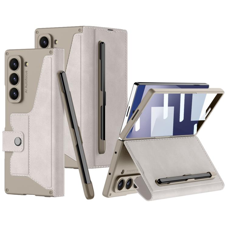 For Samsung Galaxy Z Fold7 5G GKK Integrated Armor Flip Leather Case with Pen Slot, Stylus Not Included(Titanium Grey) - Galaxy Z Fold7 5G Cases by GKK | Online Shopping UK | buy2fix