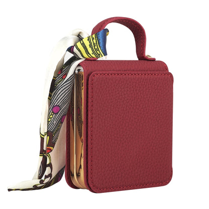 For Samsung Galaxy Z Flip5 Litchi Pattern Makeup Mirror PU Phone Case with Silk Scarf(Red) - Galaxy Z Flip5 Cases by buy2fix | Online Shopping UK | buy2fix