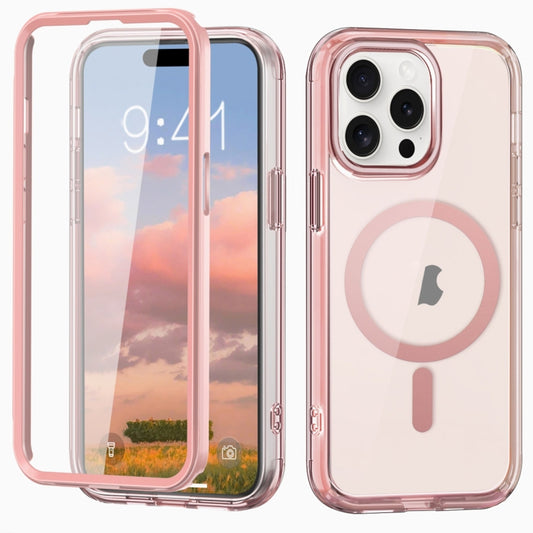 For iPhone 15 Pro Max Colorful MagSafe Magnetic PC Hybrid TPU Phone Case(Pink) - iPhone 15 Pro Max Cases by buy2fix | Online Shopping UK | buy2fix