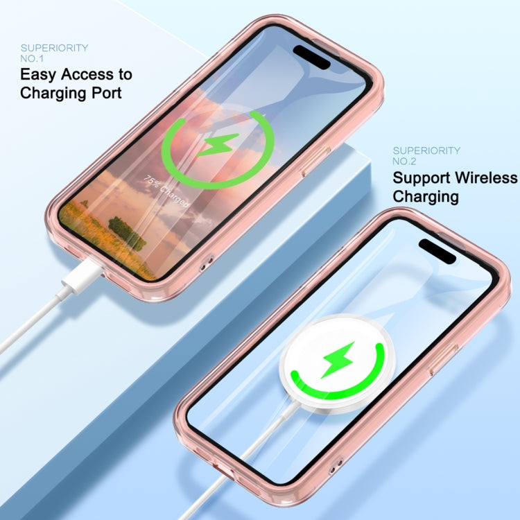 For iPhone 15 Pro Max Colorful MagSafe Magnetic PC Hybrid TPU Phone Case(Pink) - iPhone 15 Pro Max Cases by buy2fix | Online Shopping UK | buy2fix