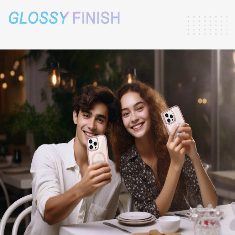 For iPhone 15 Pro Max Colorful MagSafe Magnetic PC Hybrid TPU Phone Case(Pink) - iPhone 15 Pro Max Cases by buy2fix | Online Shopping UK | buy2fix