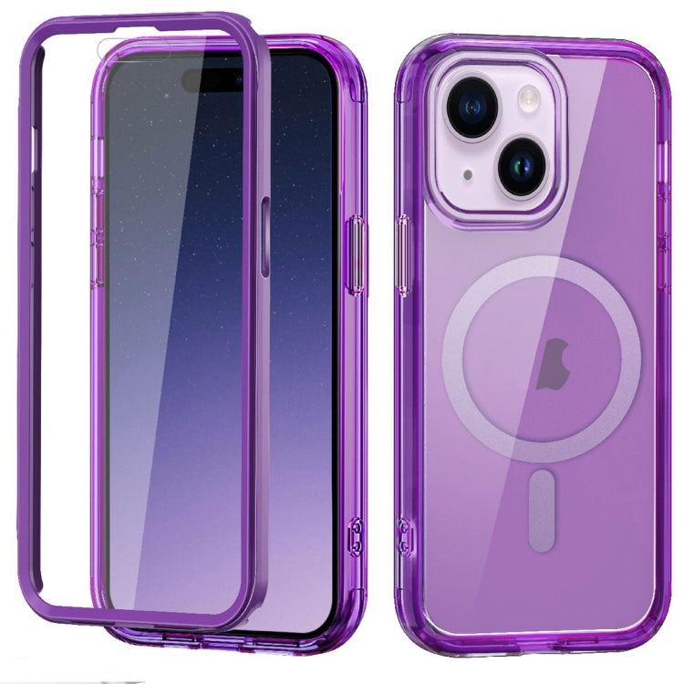 For iPhone 15 Plus Colorful MagSafe Magnetic PC Hybrid TPU Phone Case(Dark Purple) - iPhone 15 Plus Cases by buy2fix | Online Shopping UK | buy2fix