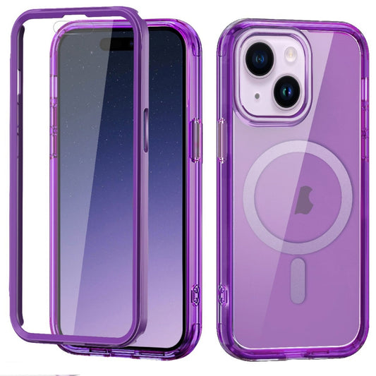 For iPhone 15 Plus Colorful MagSafe Magnetic PC Hybrid TPU Phone Case(Dark Purple) - iPhone 15 Plus Cases by buy2fix | Online Shopping UK | buy2fix