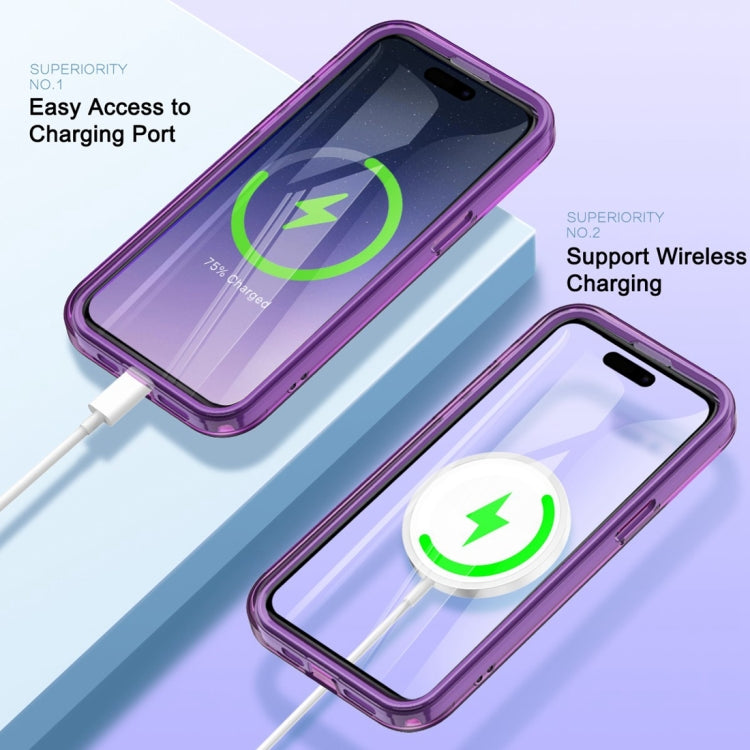 For iPhone 15 Plus Colorful MagSafe Magnetic PC Hybrid TPU Phone Case(Dark Purple) - iPhone 15 Plus Cases by buy2fix | Online Shopping UK | buy2fix