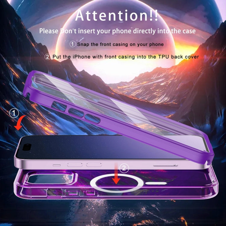 For iPhone 15 Plus Colorful MagSafe Magnetic PC Hybrid TPU Phone Case(Dark Purple) - iPhone 15 Plus Cases by buy2fix | Online Shopping UK | buy2fix