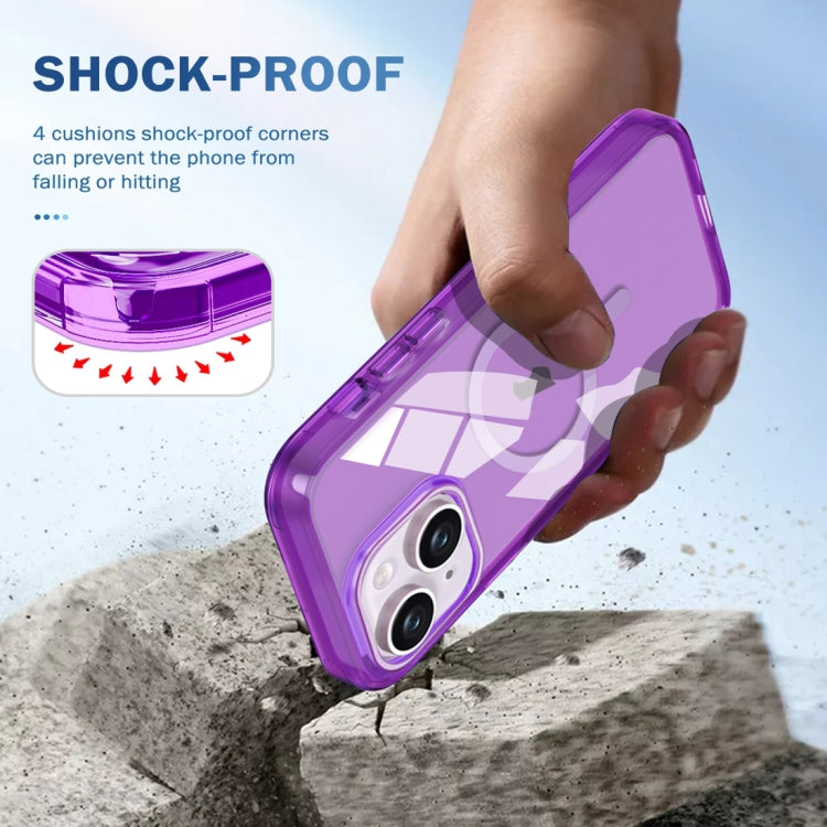 For iPhone 15 Plus Colorful MagSafe Magnetic PC Hybrid TPU Phone Case(Dark Purple) - iPhone 15 Plus Cases by buy2fix | Online Shopping UK | buy2fix