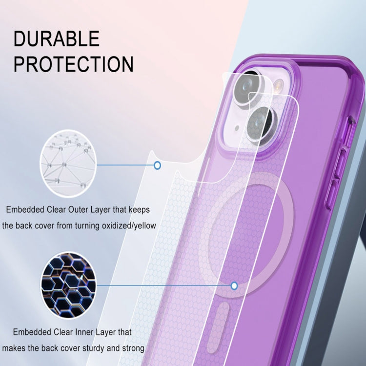 For iPhone 15 Plus Colorful MagSafe Magnetic PC Hybrid TPU Phone Case(Dark Purple) - iPhone 15 Plus Cases by buy2fix | Online Shopping UK | buy2fix