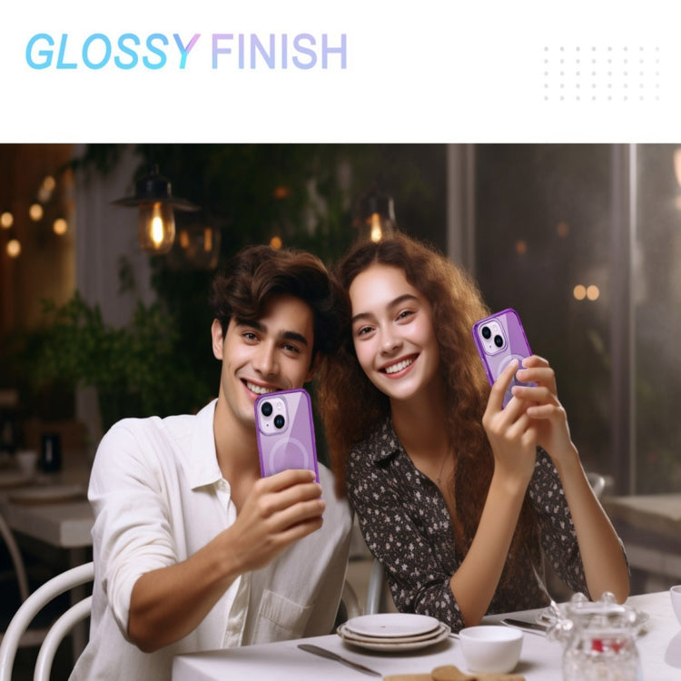 For iPhone 15 Plus Colorful MagSafe Magnetic PC Hybrid TPU Phone Case(Dark Purple) - iPhone 15 Plus Cases by buy2fix | Online Shopping UK | buy2fix
