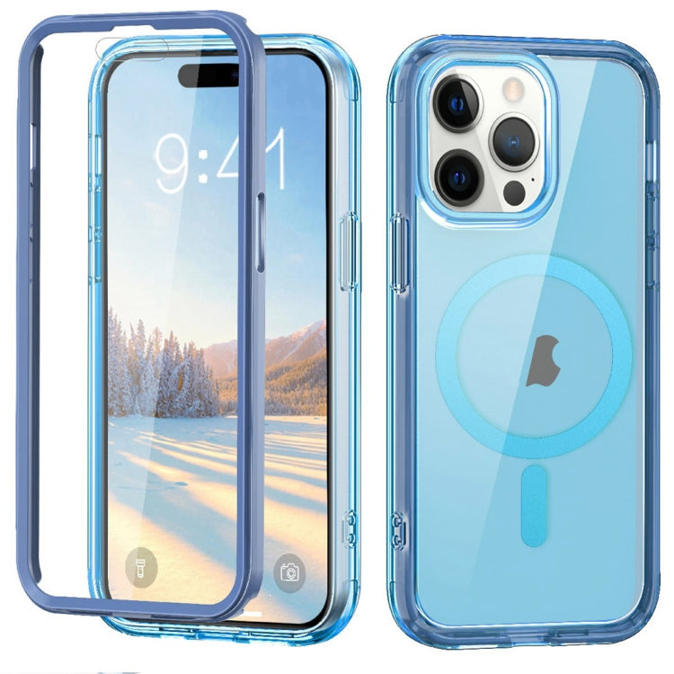 For iPhone 14 Pro Colorful MagSafe Magnetic PC Hybrid TPU Phone Case(Blue) - iPhone 14 Pro Cases by buy2fix | Online Shopping UK | buy2fix