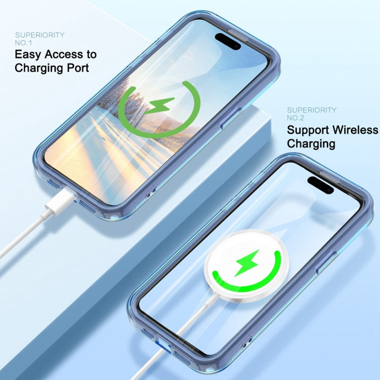 For iPhone 14 Pro Colorful MagSafe Magnetic PC Hybrid TPU Phone Case(Blue) - iPhone 14 Pro Cases by buy2fix | Online Shopping UK | buy2fix