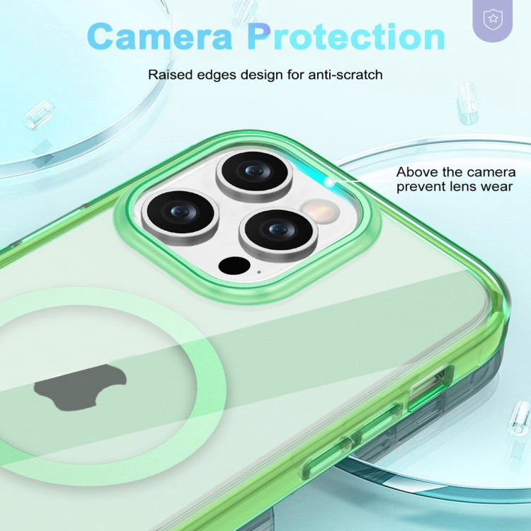 For iPhone 13 Pro Colorful MagSafe Magnetic PC Hybrid TPU Phone Case(Green) by buy2fix