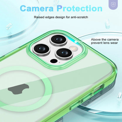 For iPhone 13 Pro Colorful MagSafe Magnetic PC Hybrid TPU Phone Case(Green) by buy2fix