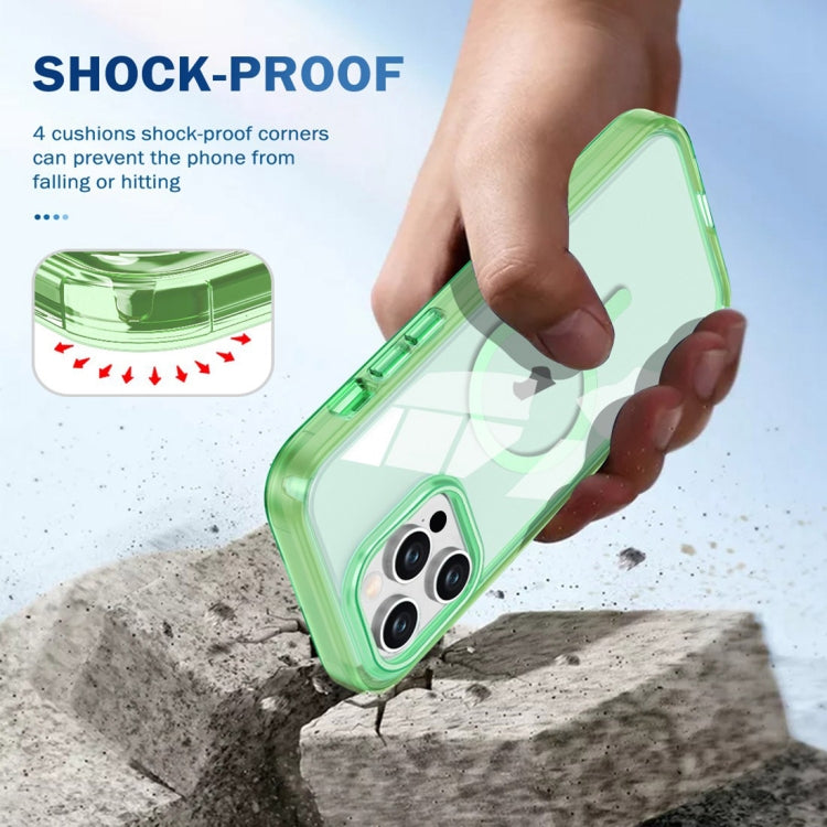 For iPhone 13 Pro Colorful MagSafe Magnetic PC Hybrid TPU Phone Case(Green) by buy2fix