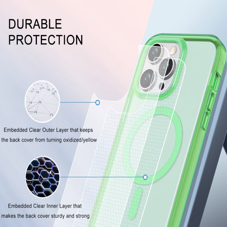 For iPhone 13 Pro Colorful MagSafe Magnetic PC Hybrid TPU Phone Case(Green) by buy2fix
