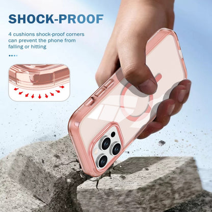 For iPhone 12 Pro Max Colorful MagSafe Magnetic PC Hybrid TPU Phone Case(Pink) by buy2fix