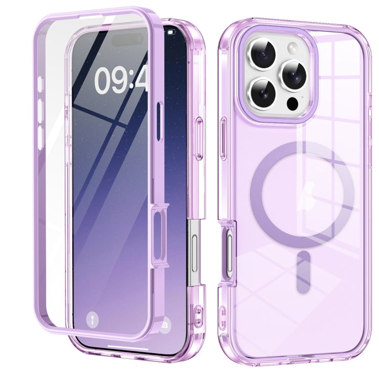 For iPhone 16 Pro Max Colorful MagSafe Magnetic PC Hybrid TPU Phone Case(Light Purple) by buy2fix