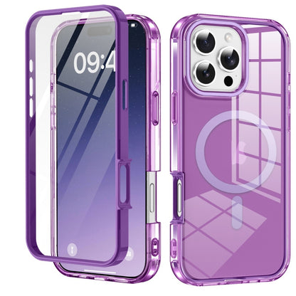 For iPhone 16 Pro Max Colorful MagSafe Magnetic PC Hybrid TPU Phone Case(Dark Purple) by buy2fix