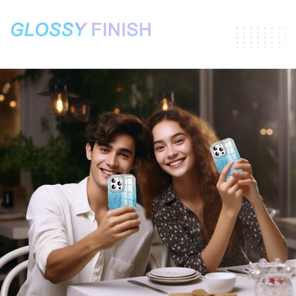 For iPhone 16 Pro Max IMD Gradient Feather PC Hybrid TPU Phone Case(Blue) by buy2fix