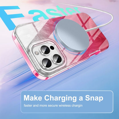 For iPhone 16 Pro Max IMD Gradient Feather PC Hybrid TPU Phone Case(Rose Red) by buy2fix