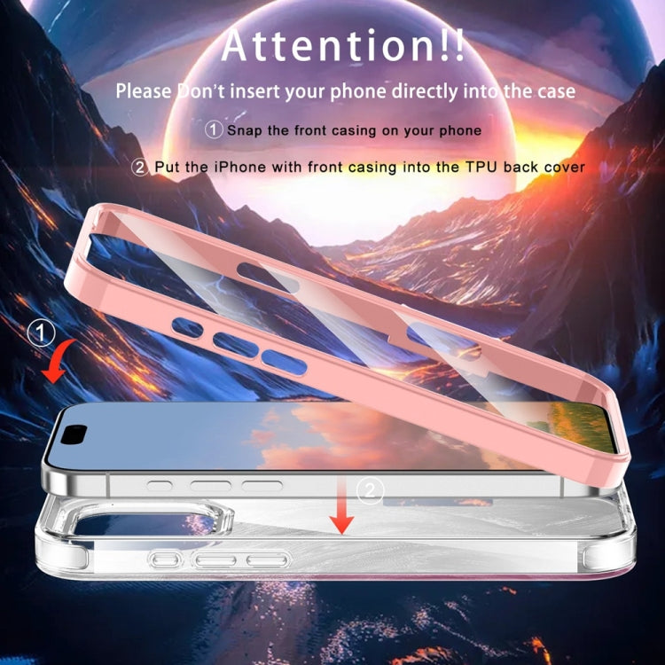 For iPhone 16 Pro Max IMD Gradient Feather PC Hybrid TPU Phone Case(Light Pink) by buy2fix