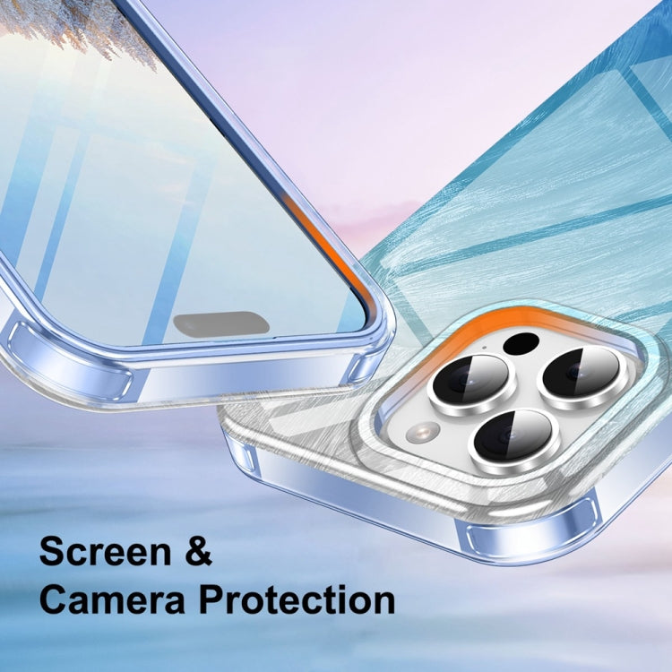 For iPhone 16 Pro IMD Gradient Feather PC Hybrid TPU Phone Case(Blue) by buy2fix