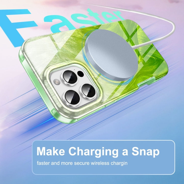 For iPhone 16 Pro IMD Gradient Feather PC Hybrid TPU Phone Case(Green) by buy2fix