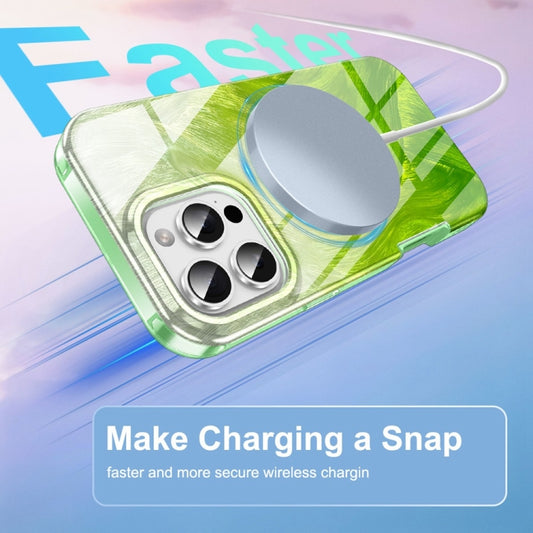 For iPhone 16 Pro IMD Gradient Feather PC Hybrid TPU Phone Case(Green) by buy2fix