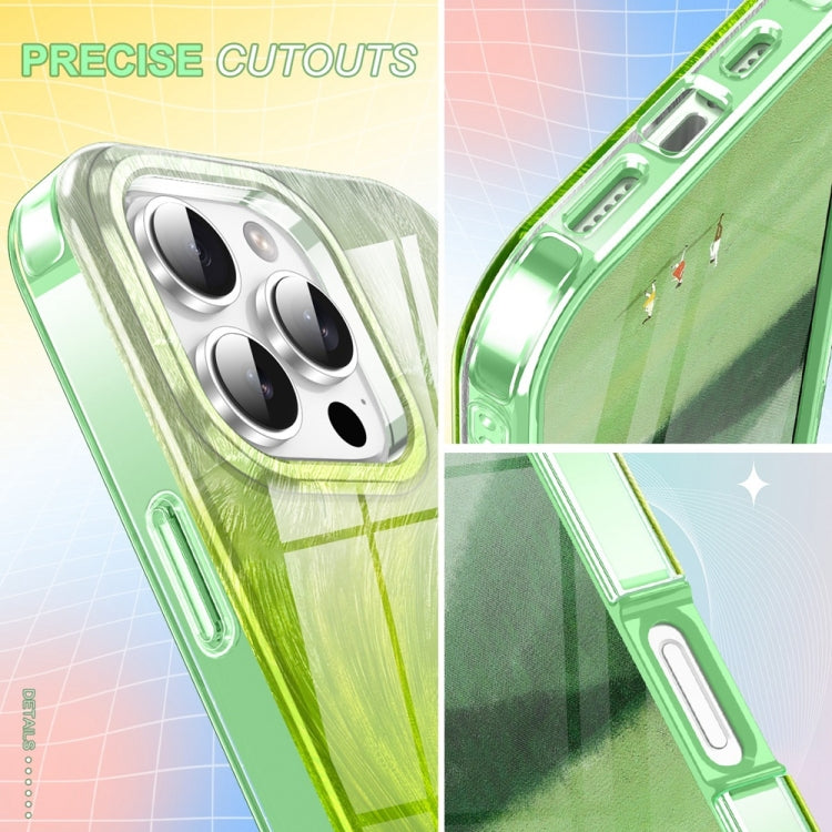 For iPhone 16 Pro IMD Gradient Feather PC Hybrid TPU Phone Case(Green) by buy2fix