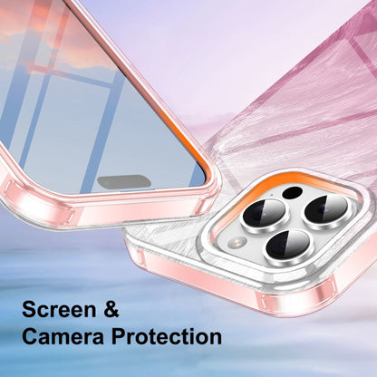 For iPhone 16 Pro IMD Gradient Feather PC Hybrid TPU Phone Case(Light Pink) by buy2fix