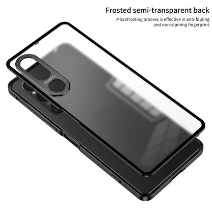 For Sony Xperia 1 V Snap Buckle Metal Frame Frosted Phone Case(Silver) - Sony Cases by buy2fix | Online Shopping UK | buy2fix