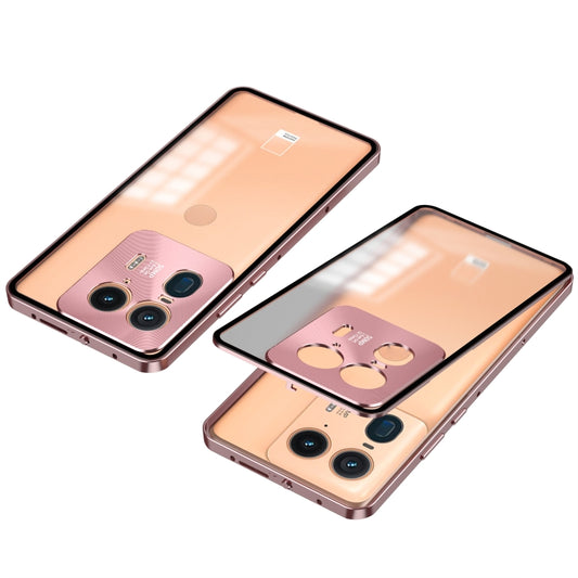 For Motorola Moto X50 Ultra Snap Buckle Metal Frame Frosted Phone Case(Pink) - Motorola Cases by buy2fix | Online Shopping UK | buy2fix